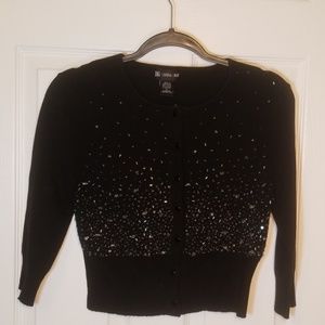 Donna Gray, size M. Black sweater w/crystal pieces